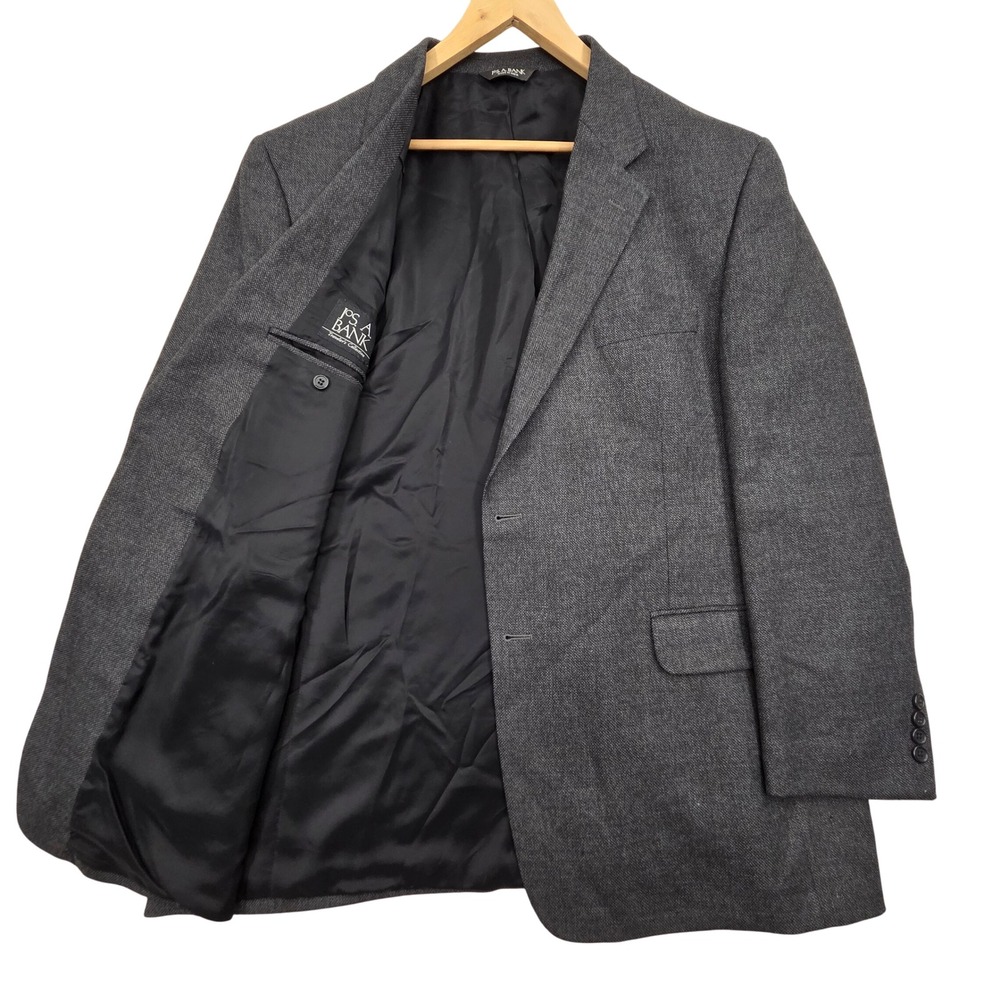 Jos A Bank Travelers Collection 48R Gray Blazer 100% Wool 2 Button Sport Coat - Picture 1 of 8